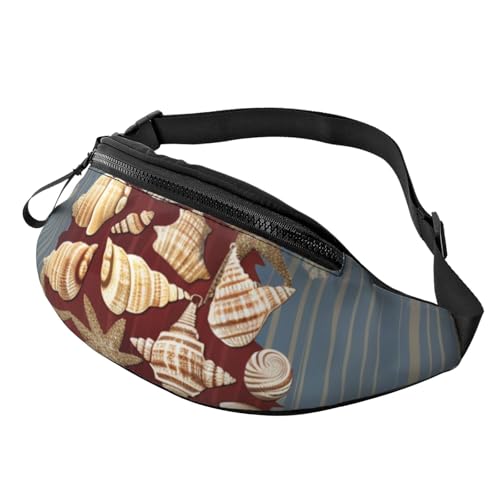 Sunset Hawaiian Palm Tree Printed Chest Pack Waist Bag for Men Women Running Belt Bag Fanny Packs Chest Bags Travel Hiking Daypack, Schneeflocke, Muschel, Weihnachten, Einheitsgröße von JKSEEPYN