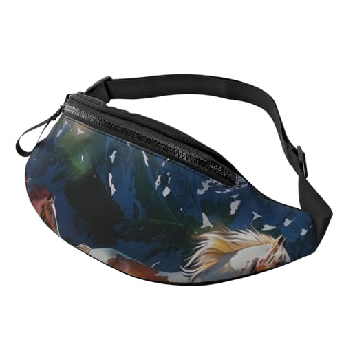 Sunset Hawaiian Palm Tree Printed Chest Pack Waist Bag for Men Women Running Belt Bag Fanny Packs Chest Bags Travel Hiking Daypack, Schockierendes Laufpferd, Einheitsgröße von JKSEEPYN