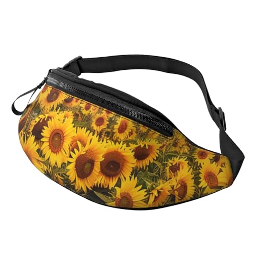 Sunset Hawaiian Palm Tree Printed Chest Pack Waist Bag for Men Women Running Belt Bag Fanny Packs Chest Bags Travel Hiking Daypack, Sonnenblumenfeld, Einheitsgröße von JKSEEPYN