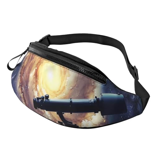 Sunset Hawaiian Palm Tree Printed Chest Pack Waist Bag for Men Women Running Belt Bag Fanny Packs Chest Bags Travel Hiking Daypack, Weltraum-Galaxie mit Teleskop, Einheitsgröße von JKSEEPYN