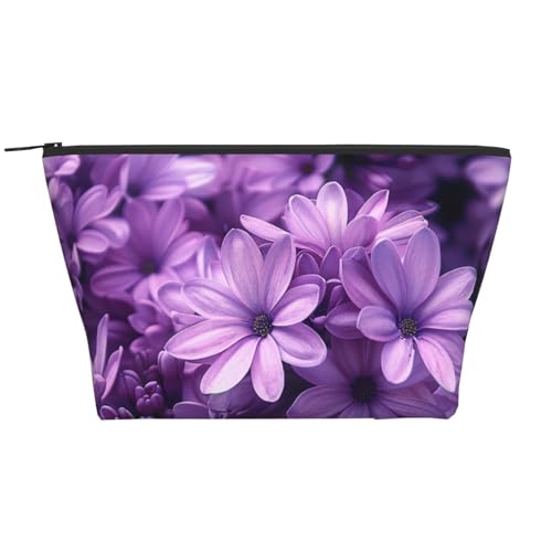 Trapez-Make-up-Tasche, Reise-Kosmetik-Organizer mit Schaumstoffpolsterung, für Fitnessstudio, Büro und Wochenendausflüge, Blau, Blühende violette Blumen, Einheitsgröße, Kosmetiktasche Trapez-Make-up-Tasche, Reise-Kosmetik-Organizer mit Schaumstoffpolsterung, für Fitnessstudio, Büro und Wochenendausflüge, Blau, Blühende violette Blumen, Einheitsgröße, Kosmetiktasche von JKSEEPYN