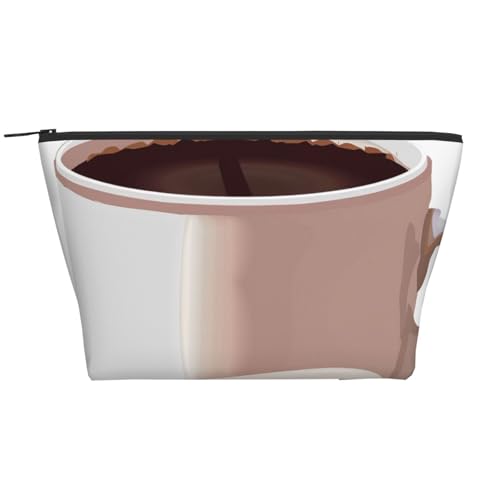 Trapez-Make-up-Tasche, Reise-Kosmetik-Organizer mit Schaumstoffpolsterung, für Fitnessstudio, Büro und Wochenendausflüge, Kaffeetasse und Kaffeebohnen., Einheitsgröße, Kosmetiktasche Trapez-Make-up-Tasche, Reise-Kosmetik-Organizer mit Schaumstoffpolsterung, für Fitnessstudio, Büro und Wochenendausflüge, Kaffeetasse und Kaffeebohnen., Einheitsgröße, Kosmetiktasche von JKSEEPYN