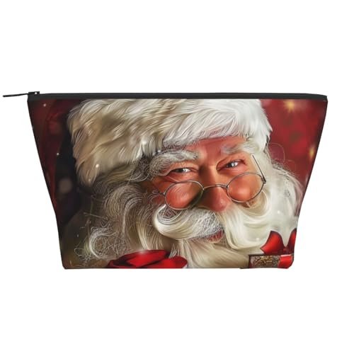 Trapez-Make-up-Tasche, Reise-Kosmetik-Organizer mit Schaumstoffpolsterung, für Fitnessstudio, Büro und Wochenendausflüge, Violett, Frohe Weihnachten Weihnachtsmann, Einheitsgröße, Kosmetiktasche von JKSEEPYN