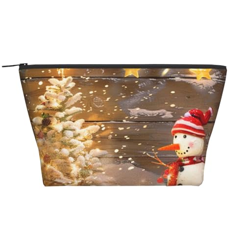 Trapez-Make-up-Tasche mit Entenmotiv, Reise-Kosmetik-Organizer mit Schaumstoffpolsterung für Fitnessstudio, Büro und Wochenendausflüge, Weihnachten und Schneemann, Einheitsgröße, Kosmetiktasche von JKSEEPYN