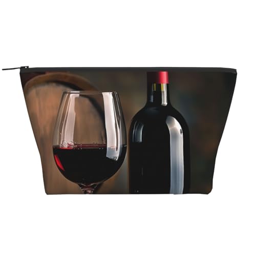 Trapez-Make-up-Tasche mit Totenkopf-Motiv, Reise-Kosmetik-Organizer mit Schaumstoffpolsterung, für Fitnessstudio, Büro und Wochenendausflüge, Rotweinflasche Glas, Einheitsgröße, Kosmetiktasche Trapez-Make-up-Tasche mit Totenkopf-Motiv, Reise-Kosmetik-Organizer mit Schaumstoffpolsterung, für Fitnessstudio, Büro und Wochenendausflüge, Rotweinflasche Glas, Einheitsgröße, Kosmetiktasche von JKSEEPYN