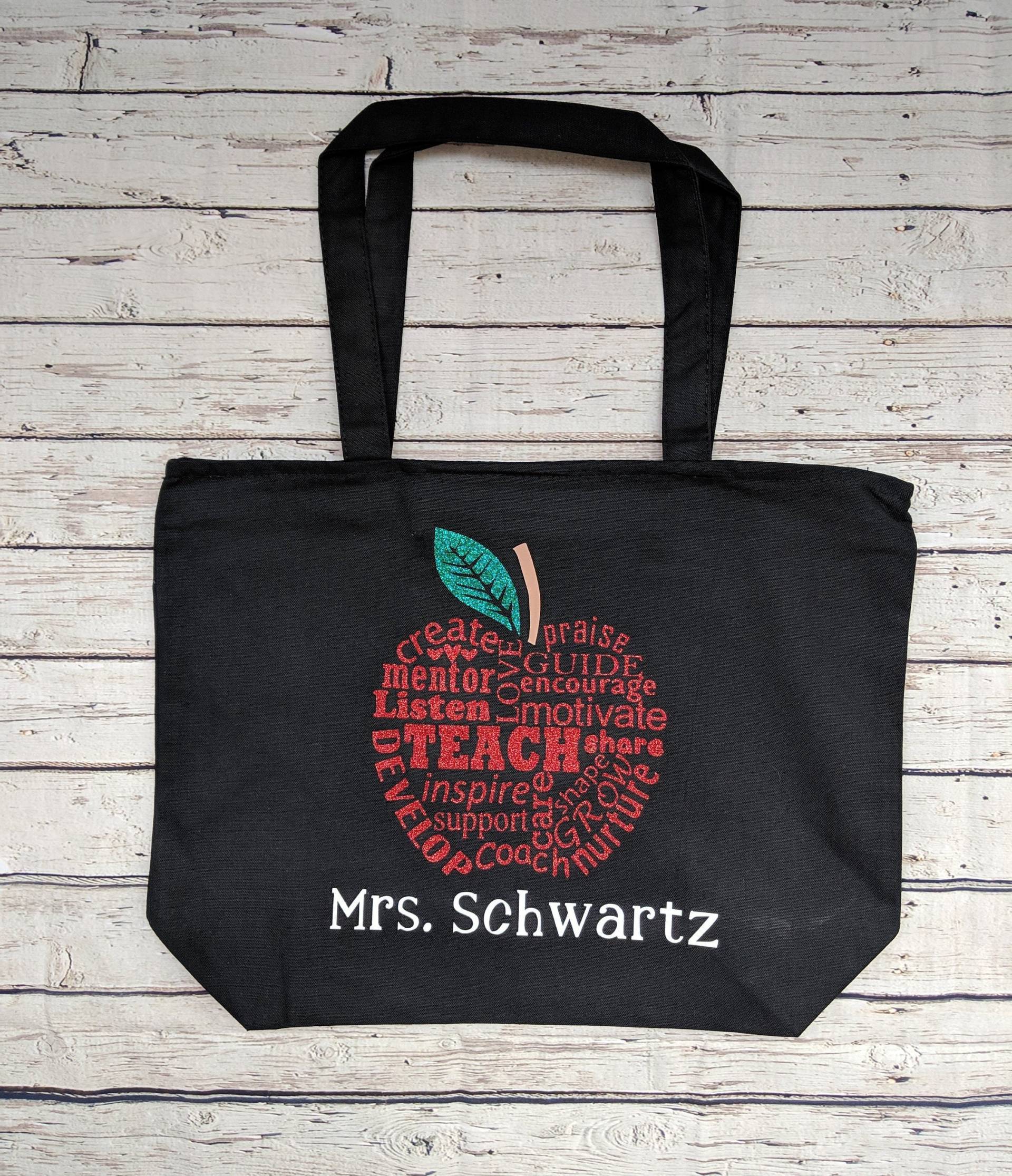 Personalisierte Lehrer-Reißverschluss-Canvas-Einkaufstasche Personalisierte Lehrer-Reißverschluss-Canvas-Einkaufstasche von JKSKboutique