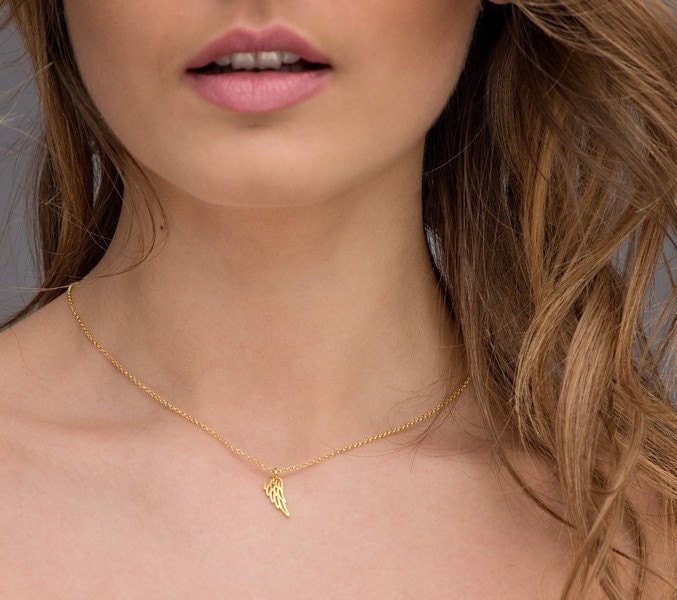 Engel Flügel Halskette, 24K Vergoldeter Sterling Silber Schmuck, Halskette von JKWstudio