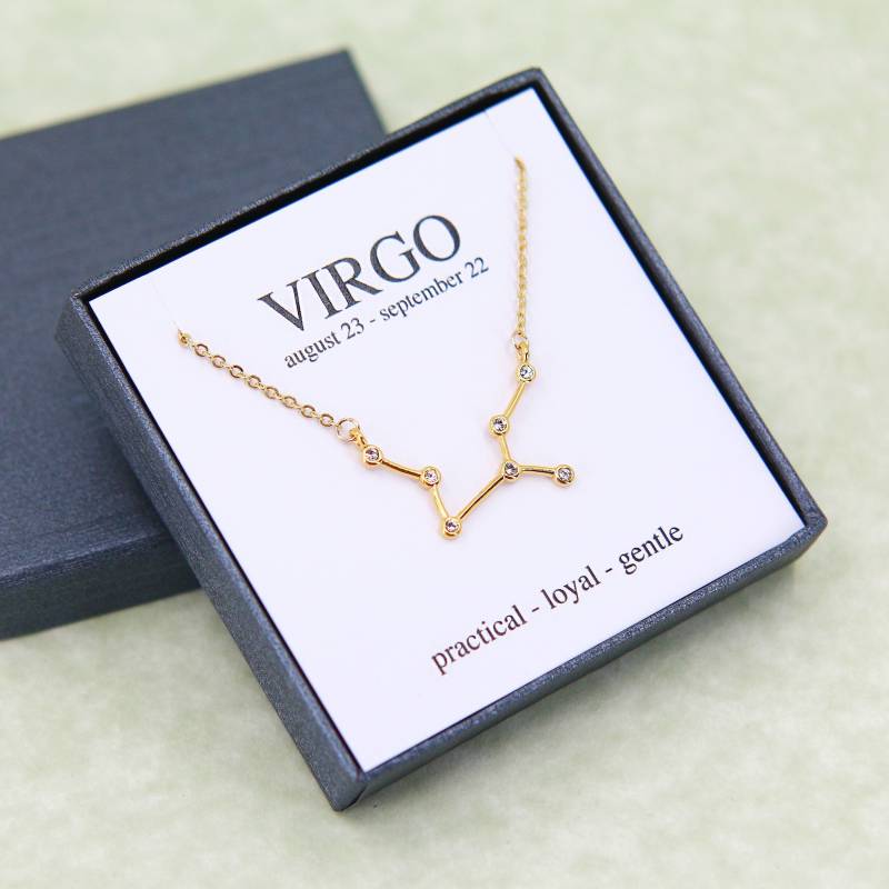 Gold Jungfrau Konstellation Halskette, Sternzeichen Schmuck Geschenk von JKWstudio