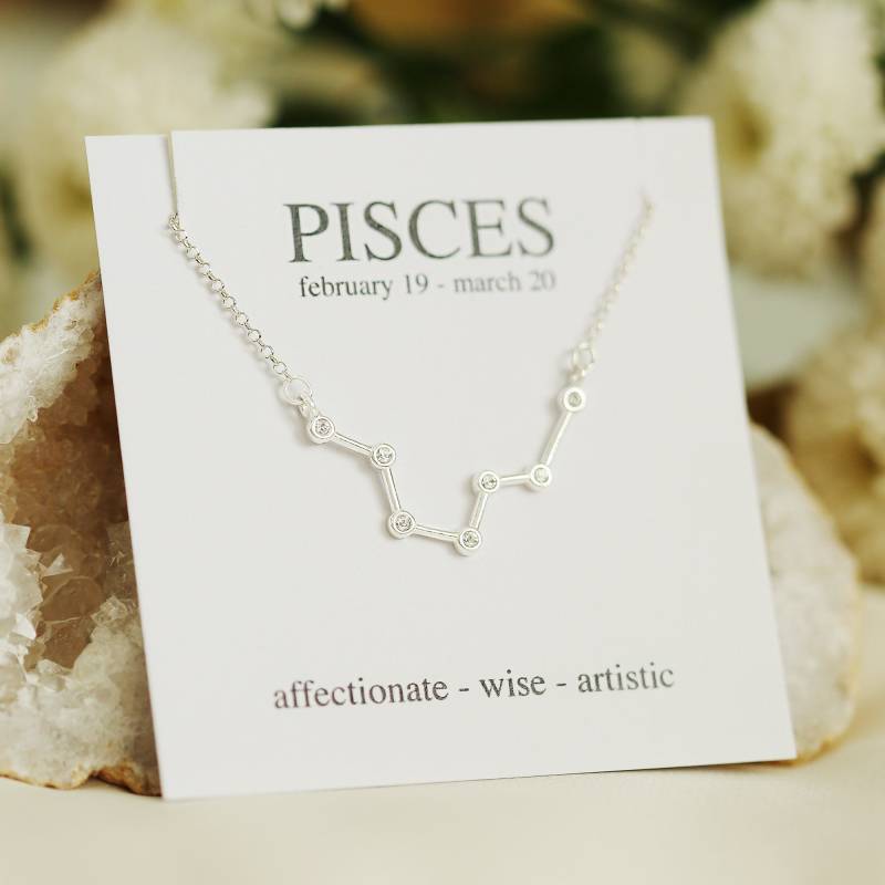 Pisces Constellation Halskette, Sterling Silber Zodiac Schmuck von JKWstudio