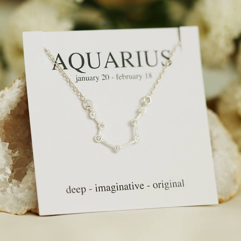 Sterling Silber Sternzeichen Konstellation Halskette, Wassermann Geburtstag Geschenk Sterling Silber Sternzeichen Konstellation Halskette, Wassermann Geburtstag Geschenk von JKWstudio