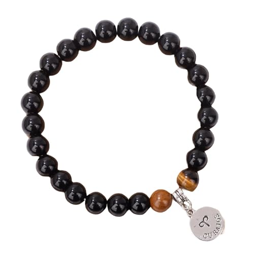 JKXFYLP Perlen Rosenquarz Armband 12 Konstellation Armband Herbst Tiger Eye Stone Perlen Ehepaar Bestie Geschenk Elastisches Seilarmband-A-A von JKXFYLP