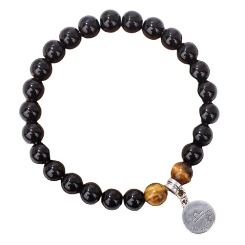 JKXFYLP Perlen Rosenquarz Armband 12 Konstellation Armband Herbst Tiger Eye Stone Perlen Ehepaar Bestie Geschenk Elastisches Seilarmband-Ich-A von JKXFYLP