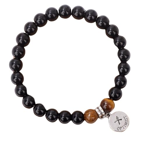 JKXFYLP Perlen Rosenquarz Armband 12 Konstellation Armband Herbst Tiger Eye Stone Perlen Ehepaar Bestie Geschenk Elastisches Seilarmband-J-A von JKXFYLP