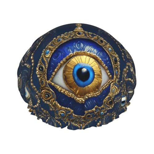 Evil Eye wiederverwendbare Duschhaube für Frauen, doppelte wasserdichte Schichten, Badehut, Haarbehandlung Essentials von JKXUN