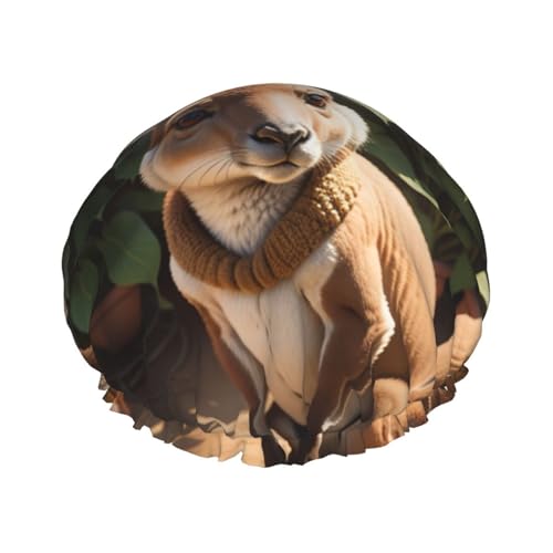 Funny for Kangaroo Zoo Wiederverwendbare Duschhaube für Frauen, doppelte wasserdichte Schichten Badehut, Haarbehandlung Essentials von JKXUN