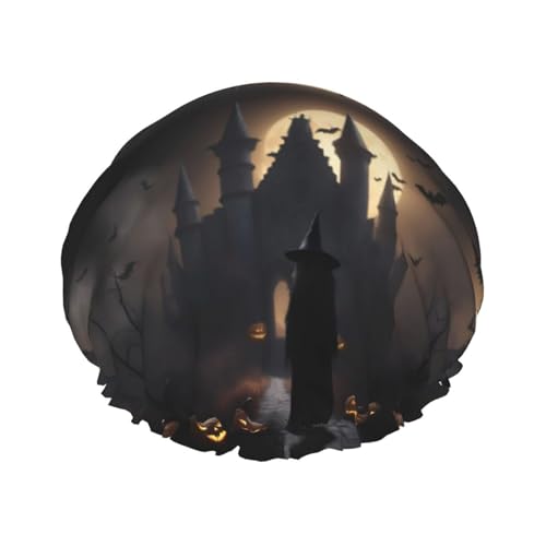Halloween Gothic 1 wiederverwendbare Duschhaube für Frauen, doppelte wasserdichte Schichten Badehut, Haarbehandlung Essentials von JKXUN