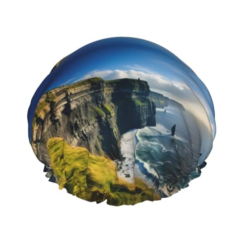 Ireland Outdoors County Clare The Cliffs wiederverwendbare Duschhaube für Frauen, doppelte wasserdichte Schichten, Badehut, Haarbehandlung Essentials von JKXUN