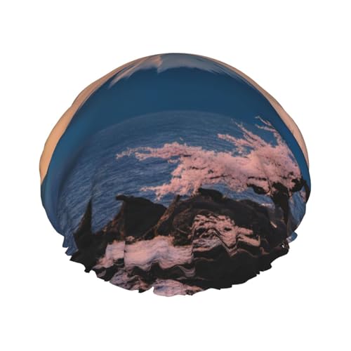 Japan Mount Fuji Landscape Wiederverwendbare Duschhaube für Frauen, doppelte wasserdichte Schichten, Badehut, Haarbehandlung Essentials von JKXUN