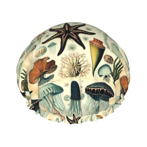 Jellyfish Ocean Wiederverwendbare Duschhaube für Frauen, doppelte wasserdichte Schichten, Badehut, Haarbehandlung Essentials von JKXUN