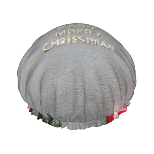 Merry Christmas 1 wiederverwendbare Duschhaube für Frauen, doppelte wasserdichte Schichten Badehut, Haarbehandlung Essentials von JKXUN