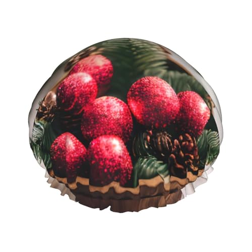 Merry Christmas Wiederverwendbare Duschhaube für Frauen, doppelte wasserdichte Schichten, Badehut, Haarbehandlung Essentials von JKXUN