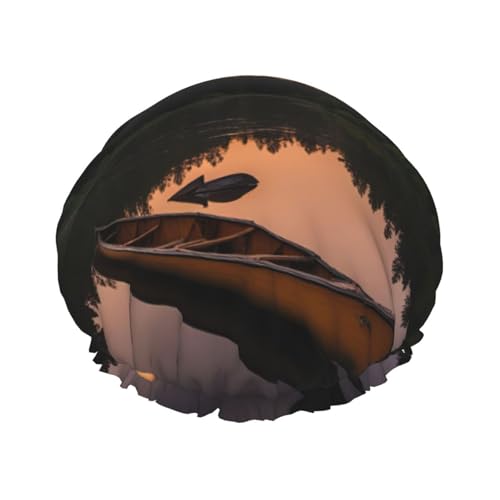 Moonlit Kanu Allagash River Wiederverwendbare Duschhaube für Frauen, doppelte wasserdichte Schichten Badehut, Haarbehandlung Essentials von JKXUN