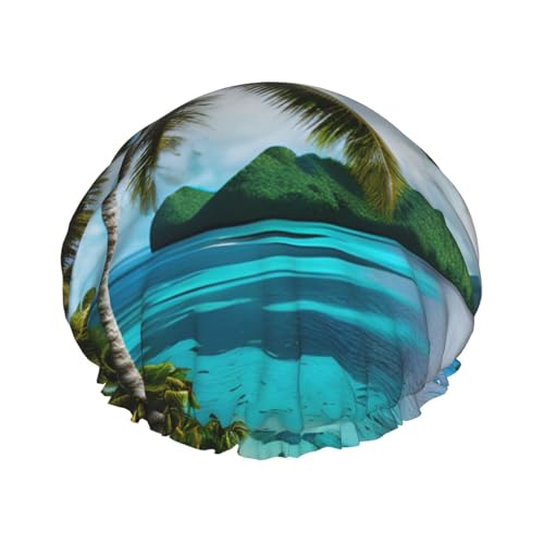 Norwegen Islands wiederverwendbare Duschhaube für Frauen, doppelte wasserdichte Schichten, Badehut, Haarbehandlung Essentials von JKXUN