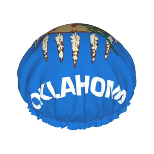 Oklahoma State Flag Wiederverwendbare Duschhaube für Frauen, doppelte wasserdichte Schichten Badehut, Haarbehandlung Essentials von JKXUN