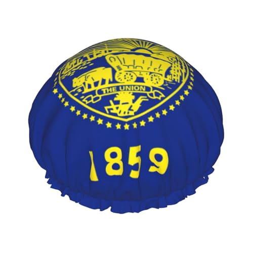 Oregon State Flag Wiederverwendbare Duschhaube für Frauen, doppelte wasserdichte Schichten Badehut, Haarbehandlung Essentials von JKXUN