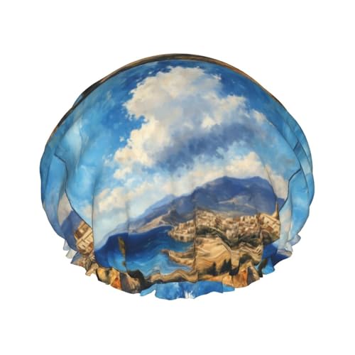 Palm Tree Tropische wiederverwendbare Duschhaube für Frauen, doppelte wasserdichte Schichten, Badehut, Haarbehandlung Essentials von JKXUN