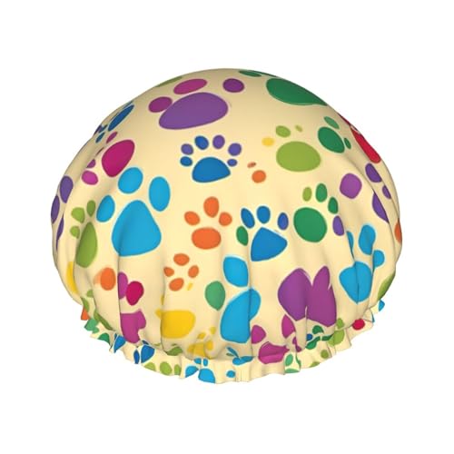 Paw Prints Art wiederverwendbare Duschhaube für Frauen, doppelte wasserdichte Schichten, Badehut, Haarbehandlung Essentials von JKXUN