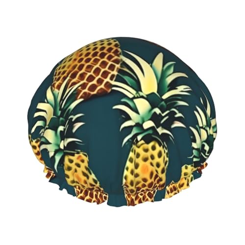 Retro Ananas Wiederverwendbare Duschhaube für Frauen, doppelte wasserdichte Schichten Badehut, Haarbehandlung Essentials von JKXUN