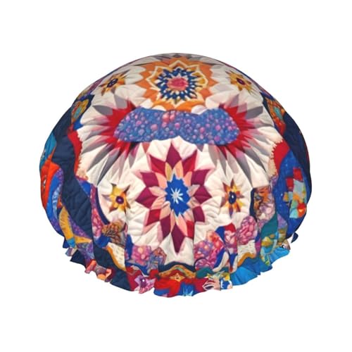 Retro Flowwer Wiederverwendbare Duschhaube für Frauen, doppelte wasserdichte Schichten Badehut, Haarbehandlung Essentials von JKXUN