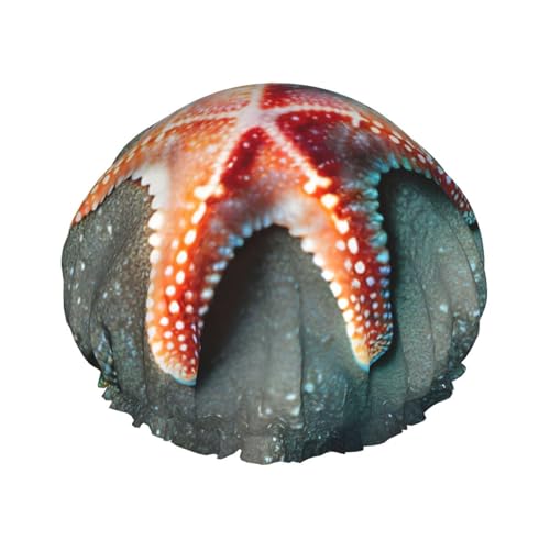 Seashells Seestern Wiederverwendbare Duschhaube für Frauen, doppelte wasserdichte Schichten Badehut, Haarbehandlung Essentials von JKXUN