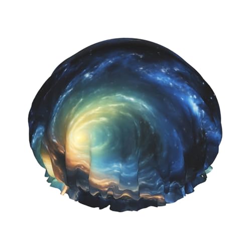 Starry Night Sky Deep Outer Space Wiederverwendbare Duschhaube für Frauen, doppelte wasserdichte Schichten Badehut, Haarbehandlung Essentials von JKXUN