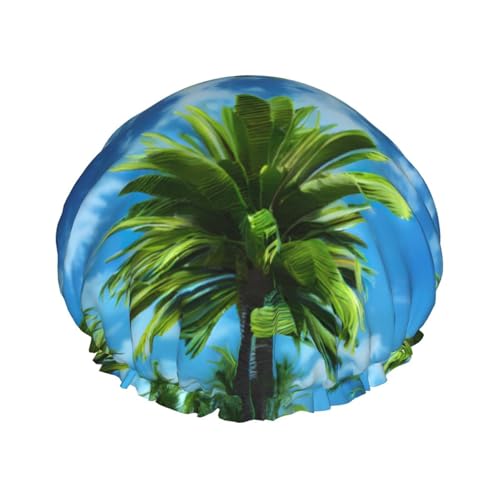 Summer Palm Tree Wiederverwendbare Duschhaube für Frauen, doppelte wasserdichte Schichten Badehut, Haarbehandlung Essentials Summer Palm Tree Wiederverwendbare Duschhaube für Frauen, doppelte wasserdichte Schichten Badehut, Haarbehandlung Essentials von JKXUN