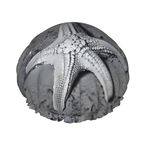 Summer Seestern Muschel Wiederverwendbare Duschhaube für Frauen, doppelte wasserdichte Schichten Badehut, Haarbehandlung Essentials von JKXUN