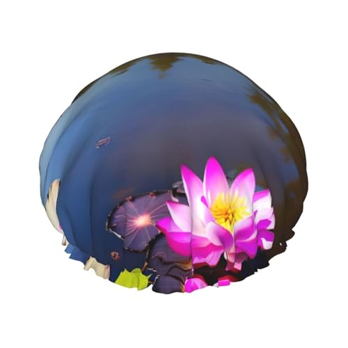 fotor-ai-20230806154556_2 Wiederverwendbare Duschhaube für Frauen, doppelte wasserdichte Schichten Badehut, Haarbehandlung Essentials von JKXUN