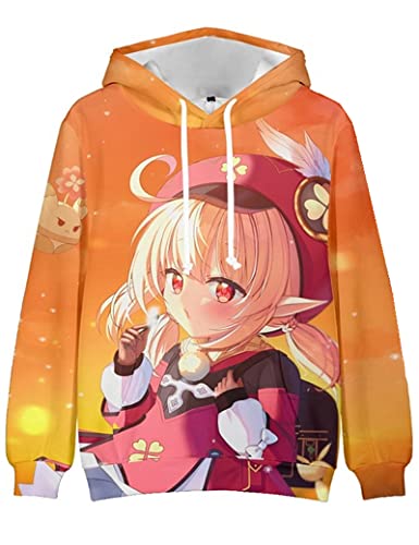 Game Genshin Impact Character Klee Cosplay Hoodie, Unisex 3D Printing Casual Pullover für Klee Fans, Klee, L von JKYP