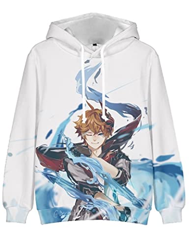 Game Genshin Impact Character Tartaglia Cosplay Hoodie, Unisex 3D Printing Casual Pullover für Tartaglia Fans, Tartaglia-2, L von JKYP