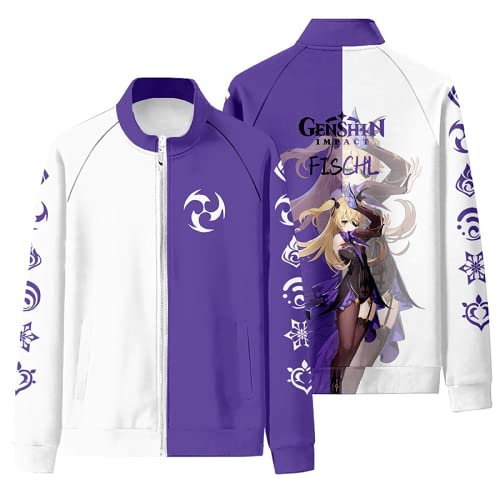 Game Genshin Impact Cosplay Keqing Lisa Fischl Stehkragen Pullover Thunder Element,Unisex 3D Printing Sweatshirt, Fischl, L von JKYP