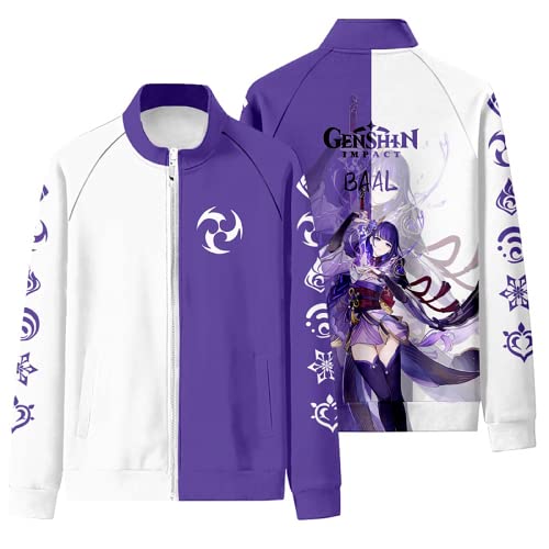 Game Genshin Impact Cosplay Keqing Lisa Fischl Stehkragen Pullover Thunder Element,Unisex 3D Printing Sweatshirt, Raiden Shogun, M von JKYP