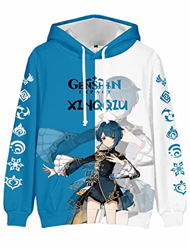 JKYP Spiel Genshin Impact Character Xingqiu Cosplay Hoodie, Unisex 3D Druck Casual Pullover für Xingqiu Fans,Xingqiu-1,S von JKYP