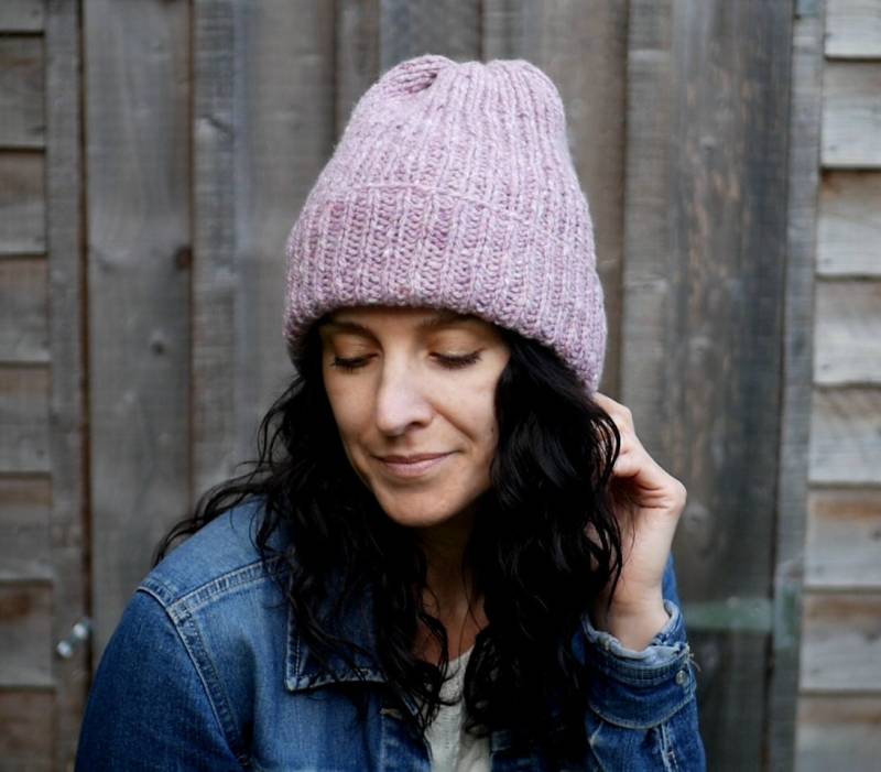 Handgestrickte Merino Wolle Mütze - Damen Tweed Hut von JKnitting