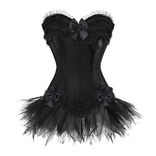 Corset Corset Dress Petticoat Corset with Tutu Skirt (EUR(32-34) S, Schwarz) von JL Corset