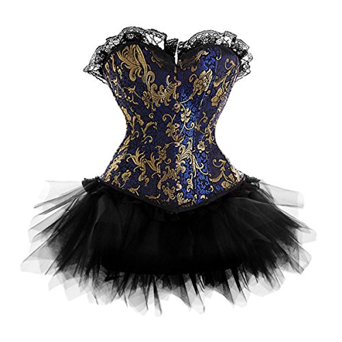 JL Corset Blau Vollbrust Corsage und Tutu-Rock aus Tüll EUR(42-44) 3XL von JL Corset