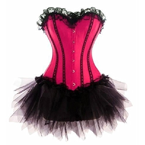 JL Corset Burlesque Korsett Corsage Kleid Hochzeit mit Tutu-Rock aus Tüll (EUR(36-38) L, Rosa) von JL Corset