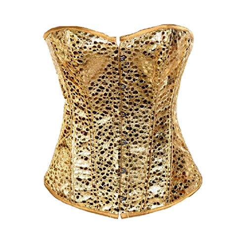JL Corset Corsage in Kunstleder Korsett Clubwear Damen Korsagen (EUR(36-38) L, Gold) von JL Corset