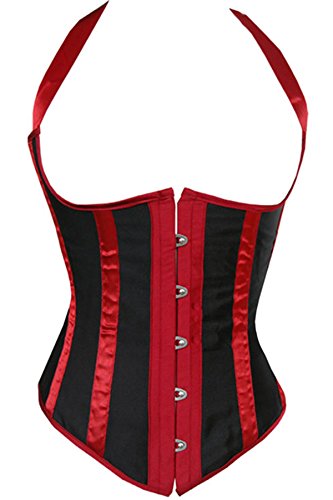 JL Corset Rot Satin Streifen Corsage Unterbrustkorsett Große Größen EUR(36-38) L von JL Corset