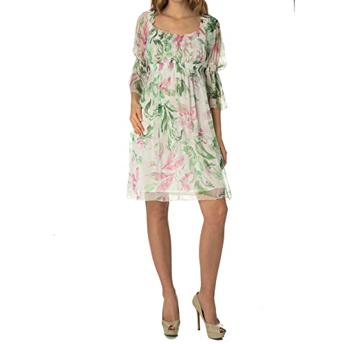 Kleid aus Chiffon mit 3/4-Arm, Rosa, L von JL DE LA TOUR